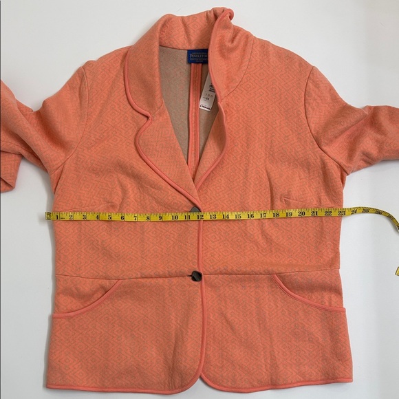 Pendleton 2X Plus Cotton Knit Coral Pink Structured Blazer Jacket NWT - Picture 6 of 7